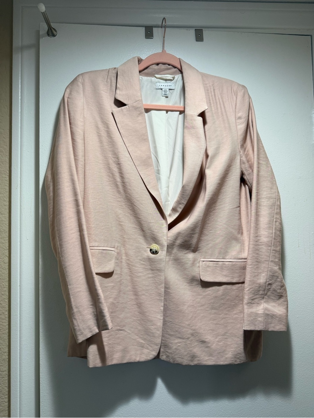 Topshop Pale Pink Single-Button Blazer